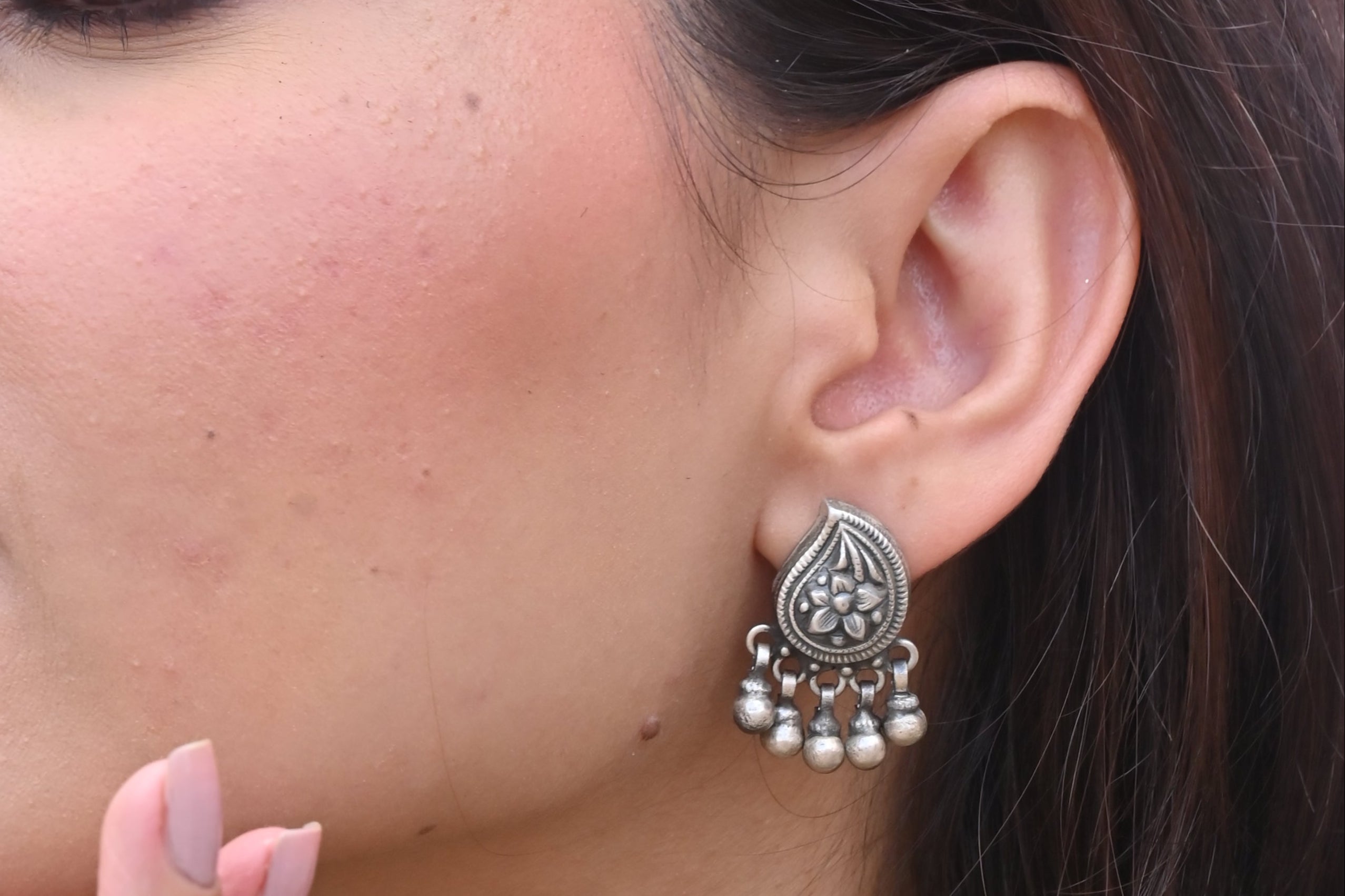Silver kairi Ghungroo Earrings